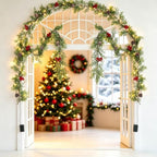6 FT Christmas Garland with Lights, 3 Pack Artificial Cypress Evergreen Garland with 20 LED Lights, Red Berries, alternate