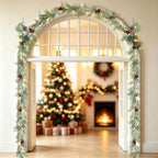 6 FT Christmas Garland with Lights, 3 Pack Artificial Cypress Evergreen Garland with 20 LED Lights, Red Berries, alternate