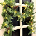 6 FT Christmas Garland with Lights, Battery Operated Pre-Lit Pine Cone Greenery, 20 Warm LEDs Artificial Xmas