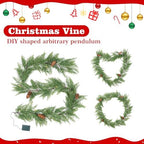 6 FT Christmas Garland with Lights, Battery Operated Pre-Lit Pine Cone Greenery, 20 Warm LEDs Artificial Xmas, alternate view