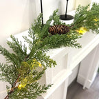 6 FT Christmas Garland with Lights, Battery Operated Pre-Lit Pine Cone Greenery, 20 Warm LEDs Artificial Xmas, alternate view