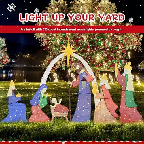 6 FT Christmas Outdoor Nativity Scene Set, 7pcs Holy Family, alternate view 3