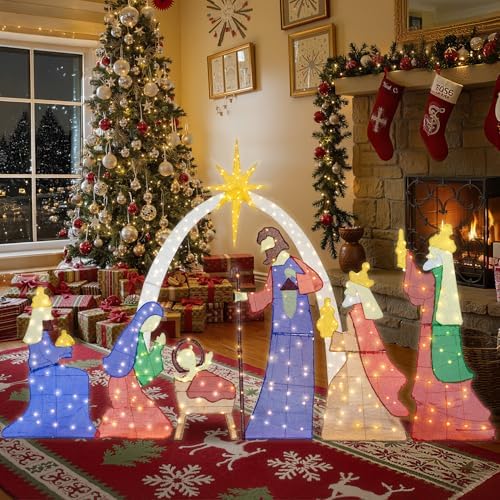 6 FT Christmas Outdoor Nativity Scene Set, 7pcs Holy Family, alternate view 5