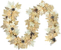 6 FT Fall Garland with Lights & Timer with Berries Pine Cones in Style2-6ft