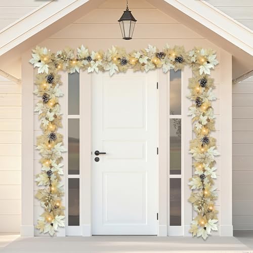 6 FT Fall Garland with Lights & Timer with Berries Pine Cones in Style2-6ft, alternate view 2