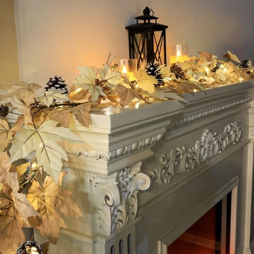 6 FT Fall Garland with Lights & Timer with Berries Pine Cones in Style2-6ft, alternate view 3