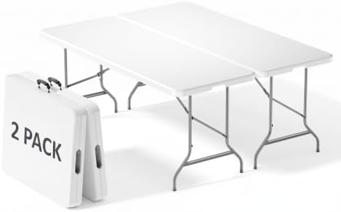 6 FT Folding Picnic Table 2 Pack, Easy to Fold and Store