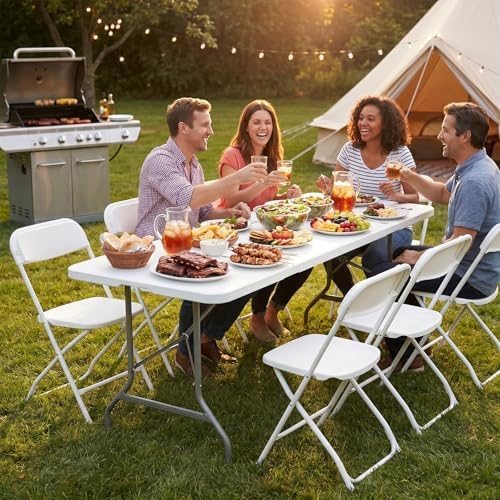 6 FT Folding Picnic Table 2 Pack, Easy to Fold and Store, alternate view 2