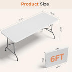 6 FT Folding Picnic Table 2 Pack, Easy to Fold and Store, alternate view 3