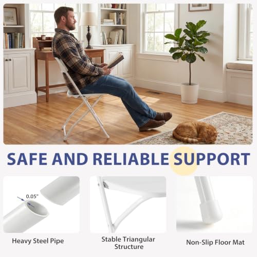 6 FT Folding Picnic Table with 6 Folding Chairs, Easy to Keep, White in White, alternate view 4