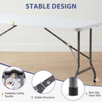 6 FT Folding Picnic Table with 6 Folding Chairs, Easy to Keep, White in White, alternate view 5