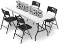 6 FT Folding Table Set with 6 Folding Chairs, Heavy Duty Steel Frame