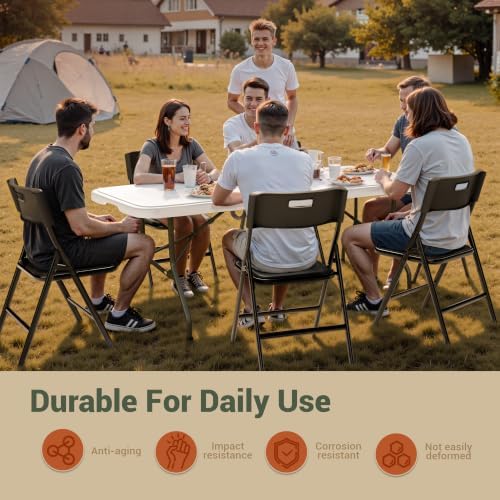 6 FT Folding Table Set with 6 Folding Chairs, Heavy Duty Steel Frame, alternate view 3