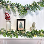 6 FT Lighted Christmas Eucalyptus Garlands, 2 Pack Artificial Greenery Garland with 20 Warm LED Lights with Star, alternate