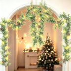 6 FT Lighted Christmas Eucalyptus Garlands, 2 Pack Artificial Greenery Garland with 20 Warm LED Lights with Star, alternate