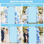 6 Ft Metal Arch Backdrop Stand and Blue White Checkered Cover Set in blue, alternate view 2