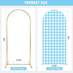 6 Ft Metal Arch Backdrop Stand and Blue White Checkered Cover Set in blue, alternate view 6