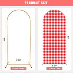 6 Ft Metal Arch Backdrop Stand and Red White Checkered Cover Set in red, alternate view 6
