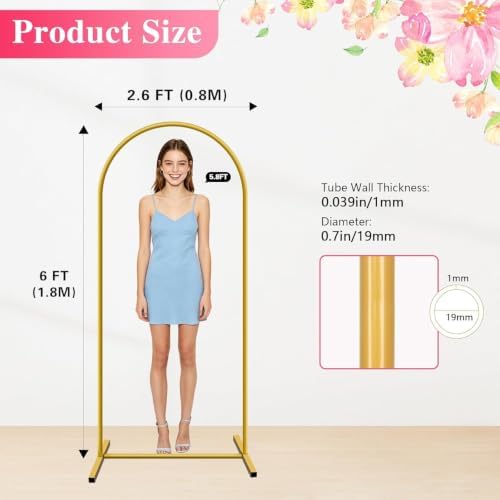 6 FT Metal Arch Backdrop Stand, Party Balloon Arch Stand, alternate view 3