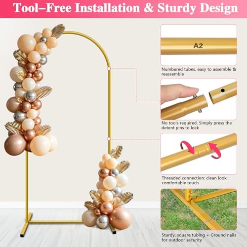 6 FT Metal Arch Backdrop Stand, Party Balloon Arch Stand, alternate view 4