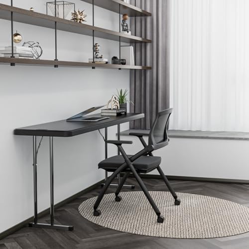 6 FT Narrow Folding Table, Premium Quality HDPE Material and Sturdy Metal Frame, Perfect for Buffet, Seminar, alternate view