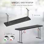 6 FT Narrow Folding Table, Premium Quality HDPE Material and Sturdy Metal Frame, Perfect for Buffet, Seminar, alternate view