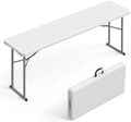 6 FT Narrow Folding Table, Tabletop Folded in Half, Premium Quality HDPE Material and Sturdy Metal Frame