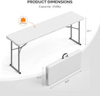 6 FT Narrow Folding Table, Tabletop Folded in Half, Premium Quality HDPE Material and Sturdy Metal Frame, alternate view 3