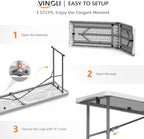 6 FT Narrow Folding Table, Tabletop Folded in Half, Premium Quality HDPE Material and Sturdy Metal Frame, alternate view 5