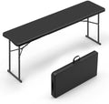 6 FT Narrow Folding Table, Tabletop Folded in Half, Premium Quality HDPE Material and Sturdy Metal Frame