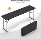 6 FT Narrow Folding Table, Tabletop Folded in Half, Premium Quality HDPE Material and Sturdy Metal Frame, alternate view 3