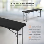 6 FT Narrow Folding Table, Tabletop Folded in Half, Premium Quality HDPE Material and Sturdy Metal Frame, alternate view 5