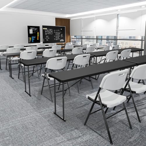 6 FT Narrow Folding Table, Tabletop Folded in Half, Premium Quality HDPE Material and Sturdy Metal Frame, alternate view 6
