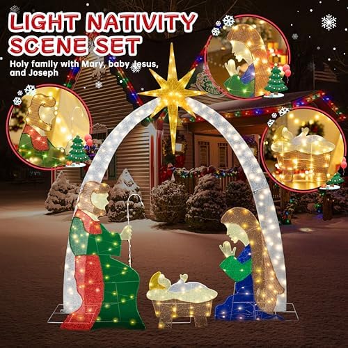 6 FT Nativity Scene Outdoor Christmas Decoration, 4 PC Set, alternate view 5