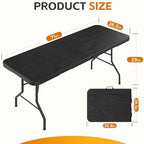 6 Ft Plastic Folding Table, Heavy Duty Portable Table for Indoor & Outdoor, Wood Grain Desktop & 350lbs Weight, alternate