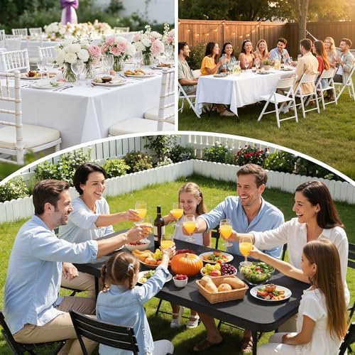 6 Ft Plastic Folding Table, Heavy Duty Portable Table for Indoor & Outdoor, Wood Grain Desktop & 350lbs Weight, alternate