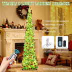 6 FT Pop Up Tinsel Christmas Tree with 100 LED Timer Lights & Remote in Colorful Lime Green, alternate view 2