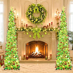 6 FT Pop Up Tinsel Christmas Tree with 100 LED Timer Lights & Remote in Colorful Lime Green, alternate view 3