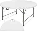 6 FT Round Folding Tables with Carrying Handle 72 inch Heavy Duty Portable Plastic Commercial Table Steel Legs