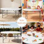 6 FT Round Folding Tables with Carrying Handle 72 inch Heavy Duty Portable Plastic Commercial Table Steel Legs, alternate