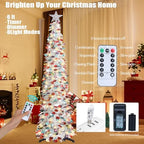 6 FT Tinsel Pop Up Christmas Tree, with Remote 100 LED Timer Lights in Colorful Silver, alternate view 4
