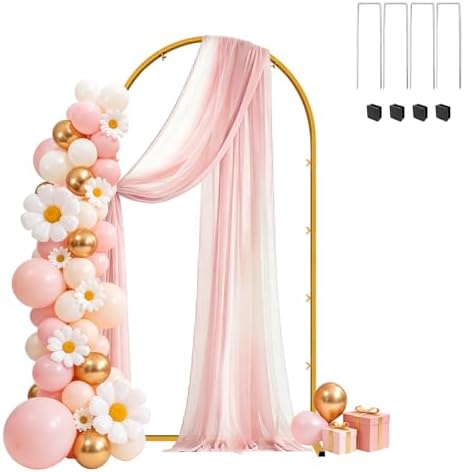 6 FT Wedding Arch Frame Backdrop Stand for Party, Balloon Arch Stand, Wedding Arches for Ceremony, Metal Gold