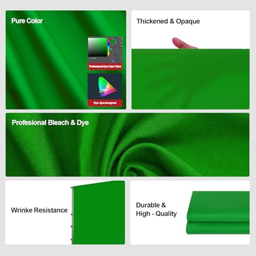 6 Ft x 10 Ft Photography Backdrop Green Screen, Green Background Non-Reflective Fabric Wrinkle Resistance, alternate view 2
