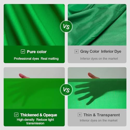 6 Ft x 10 Ft Photography Backdrop Green Screen, Green Background Non-Reflective Fabric Wrinkle Resistance, alternate view 3
