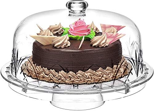 6 in 1 Cake Stand and Serving Plate Platter with Dome Cover, Multi-Purpose Use, Shatterproof and Reusable, alternate view 7