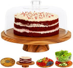 6 in 1 Large Acacia Wood Cake Stand with Lid in x