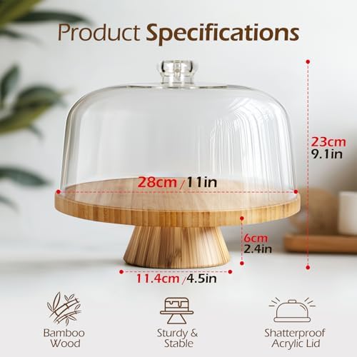 6 IN 1 Wooden Cake Stand with Lid in transparent, alternate view 3
