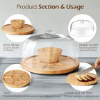 6 IN 1 Wooden Cake Stand with Lid in transparent, alternate view 4