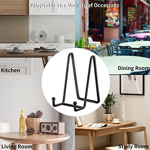 6 Inch 5 Pack Black Metal Display Stands Plate Holder Display Stands for Picture, Decorative Plate, Book, Photo, alternate