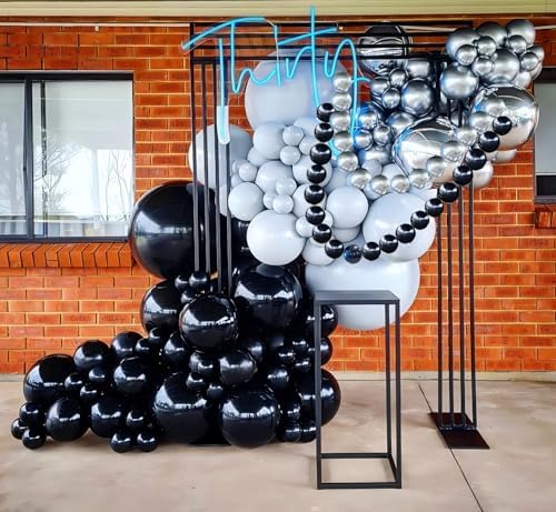6 Inch Black and Silver Linking Balloons, 120Pcs Quick Link Balloons Garland & Arch Kit for DIY Balloon Wall, alternate view